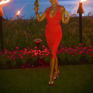 $215 NOOKIE KENNEDY BRIGHT CORAL SEXY DRESS M